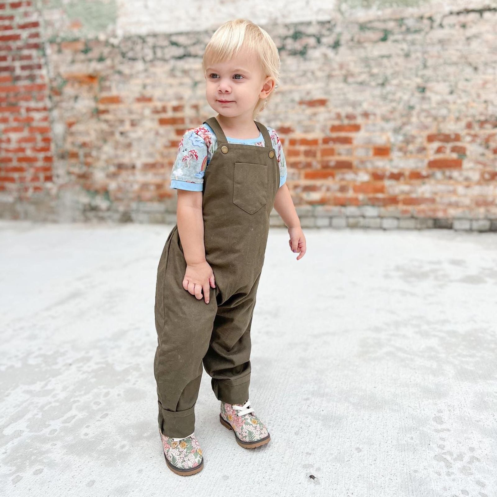 3T Organic River Rock Twill Overalls