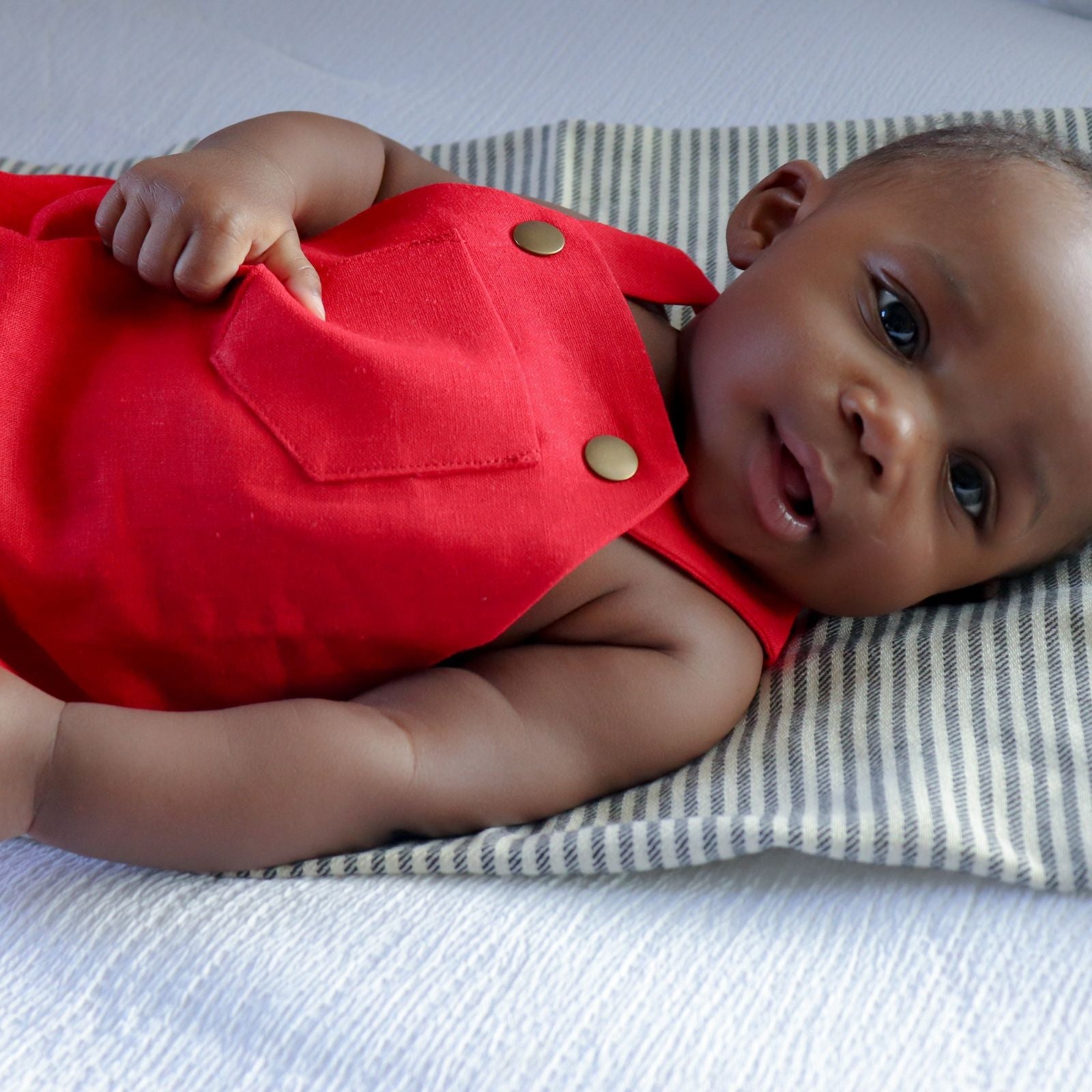 2T SECONDS Real Red Linen Overalls