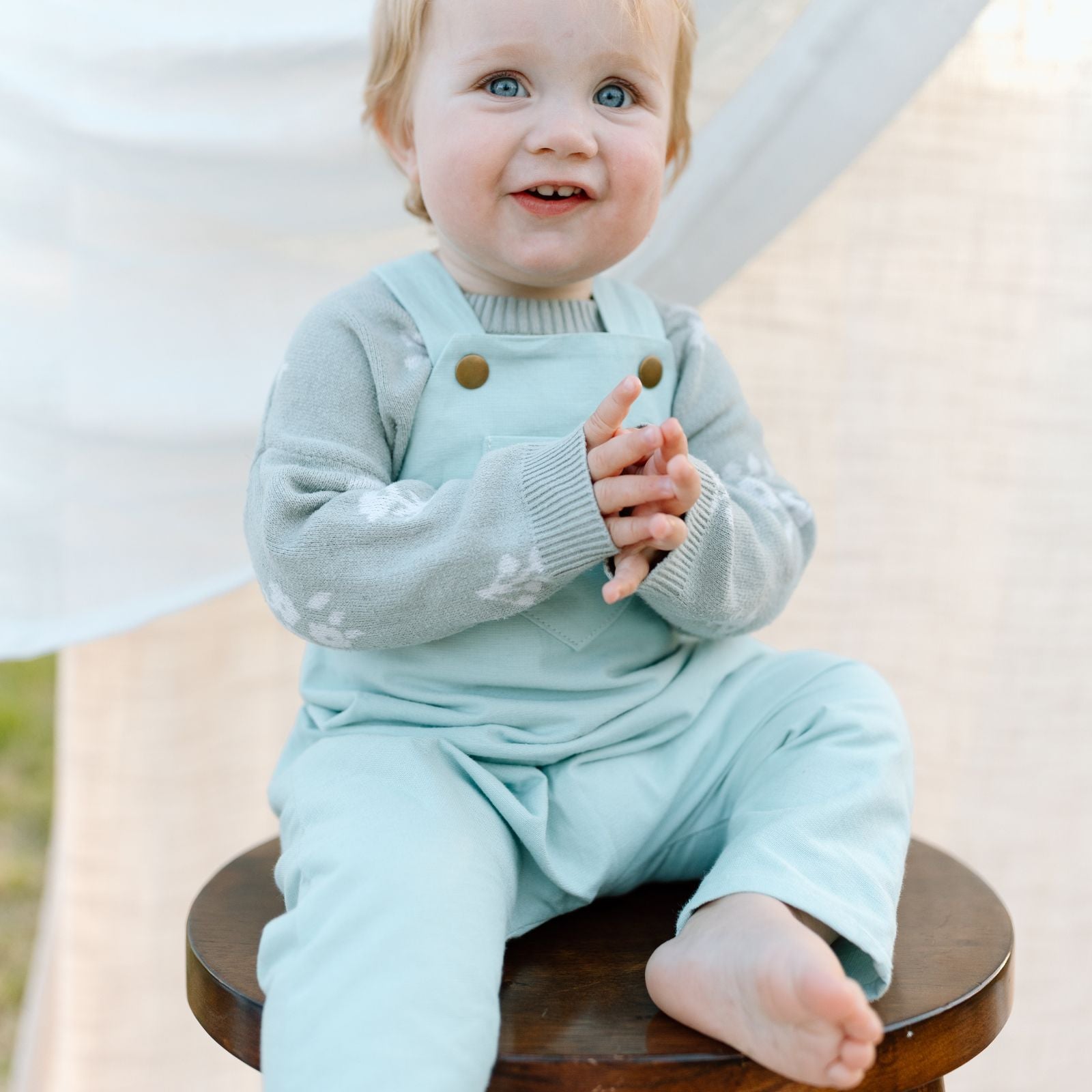 2T Daydream Blue-Green Linen Romper SAMPLE