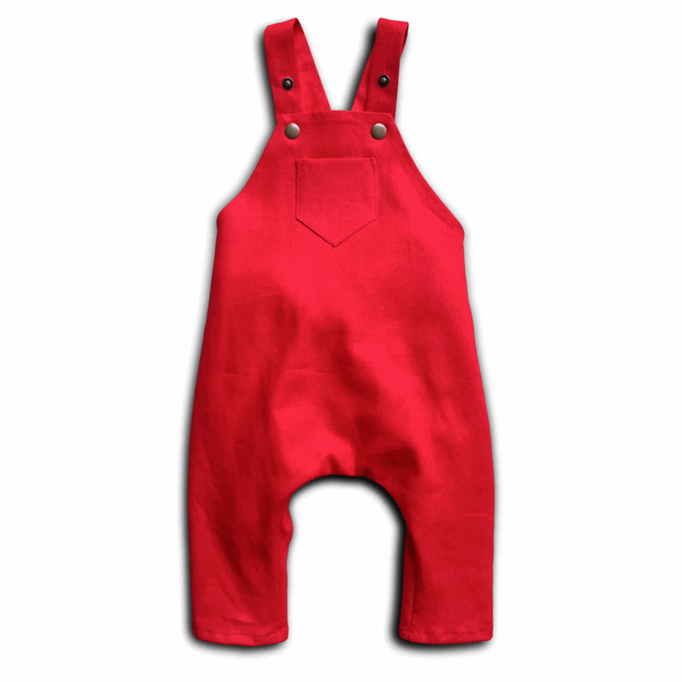2T SECONDS Real Red Linen Overalls