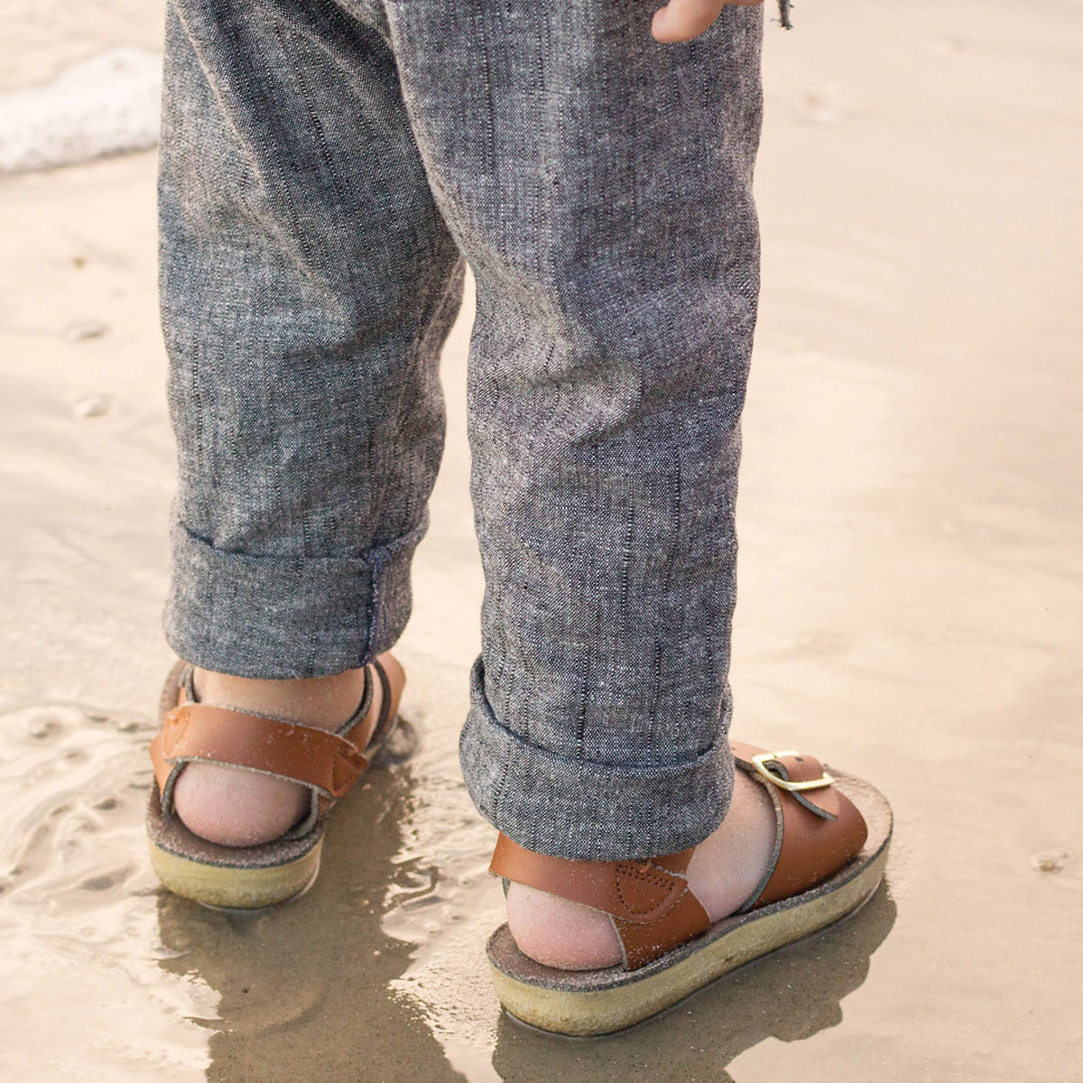 12M PRE-LOVED Charcoal Chambray Grow with Me Pants