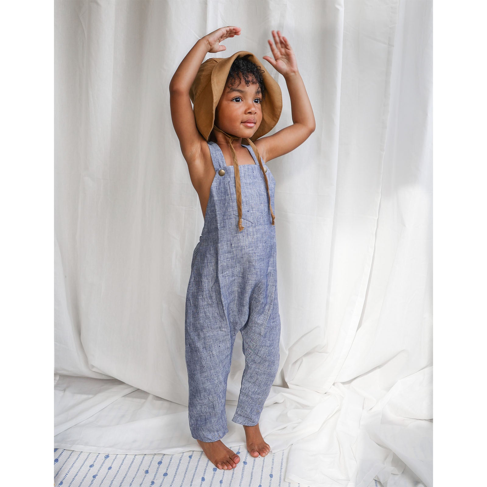 12M PRE-LOVED Heron Blue Linen Overalls