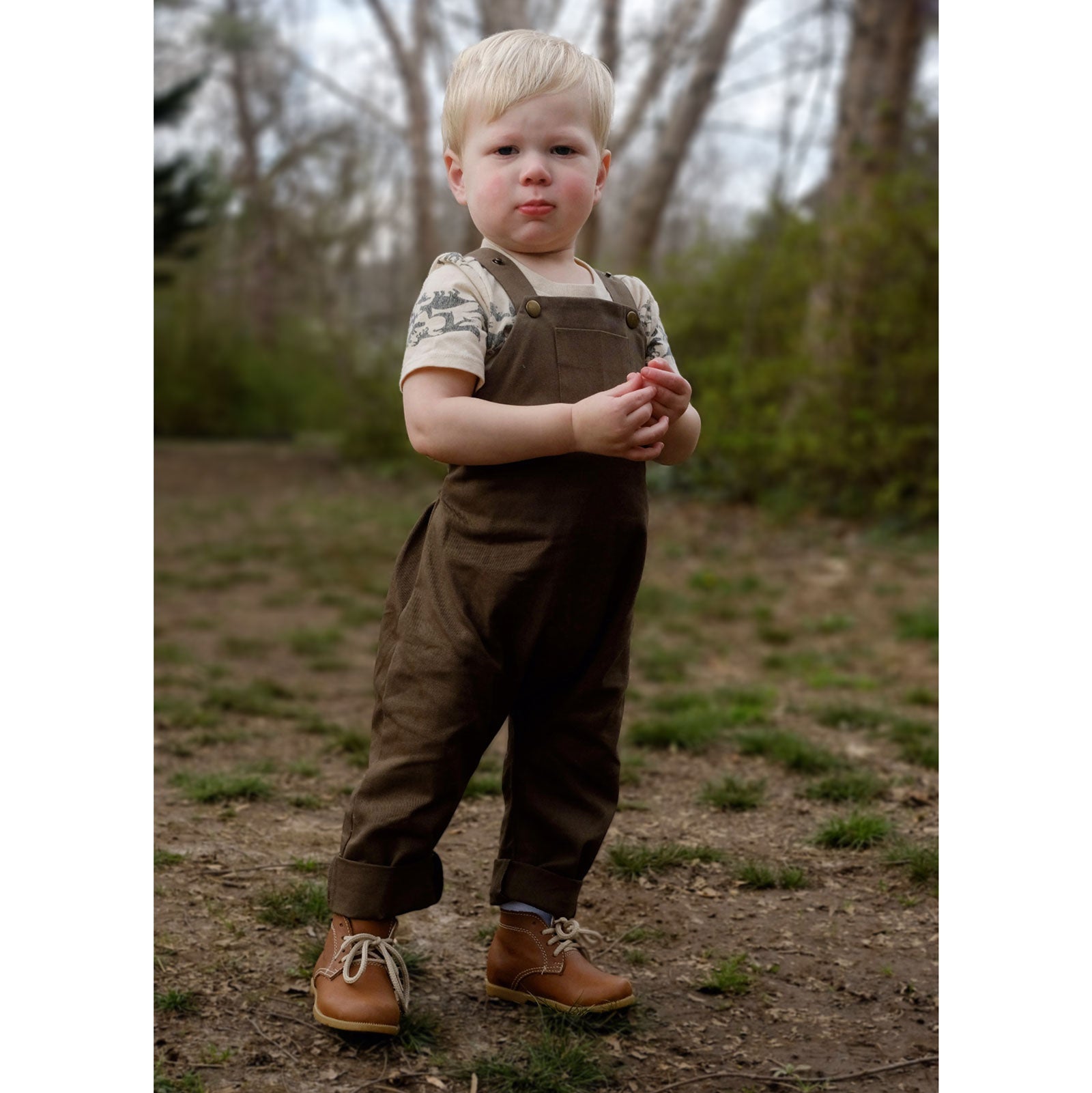 3T Organic River Rock Twill Overalls