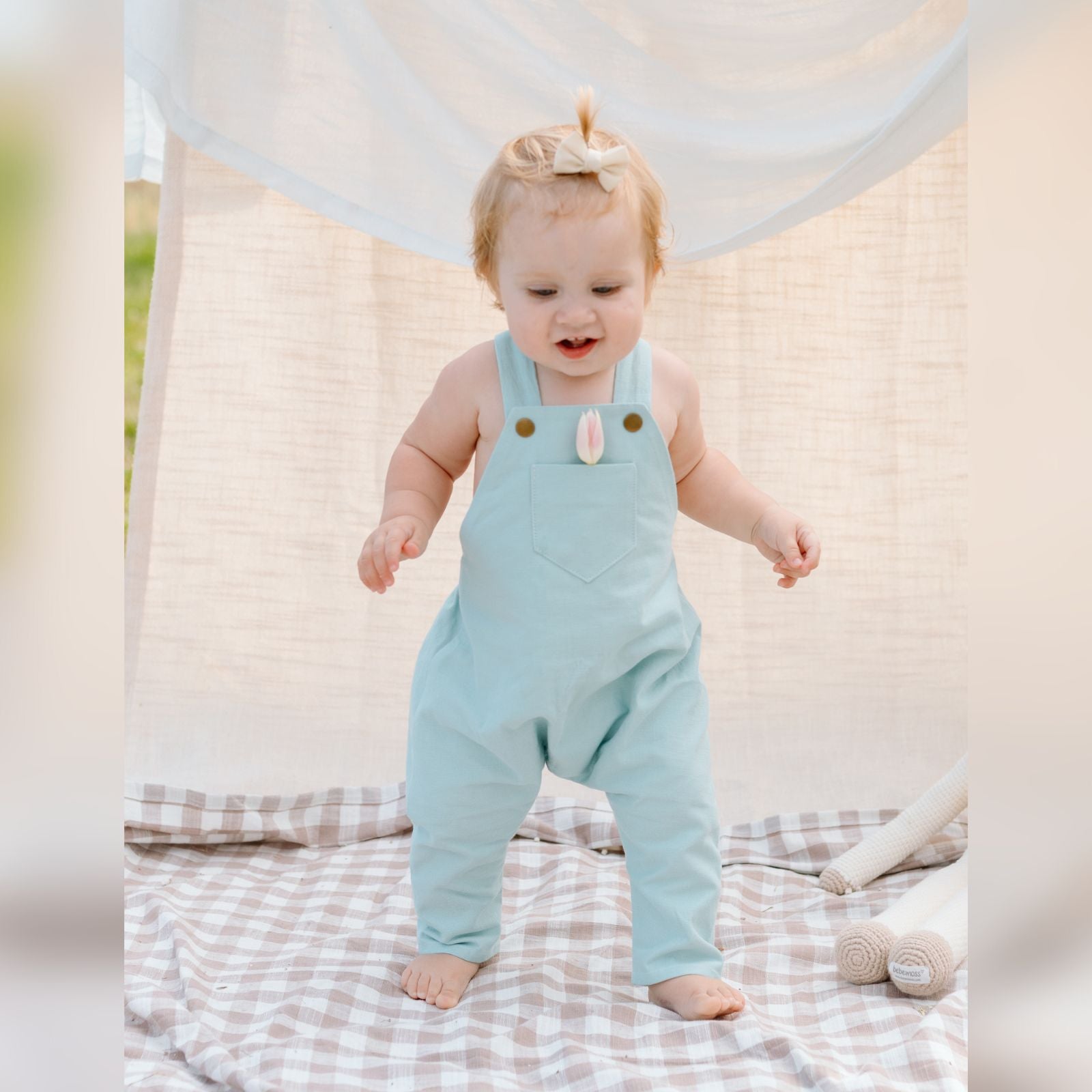 Daydream Blue-Green Linen Romper