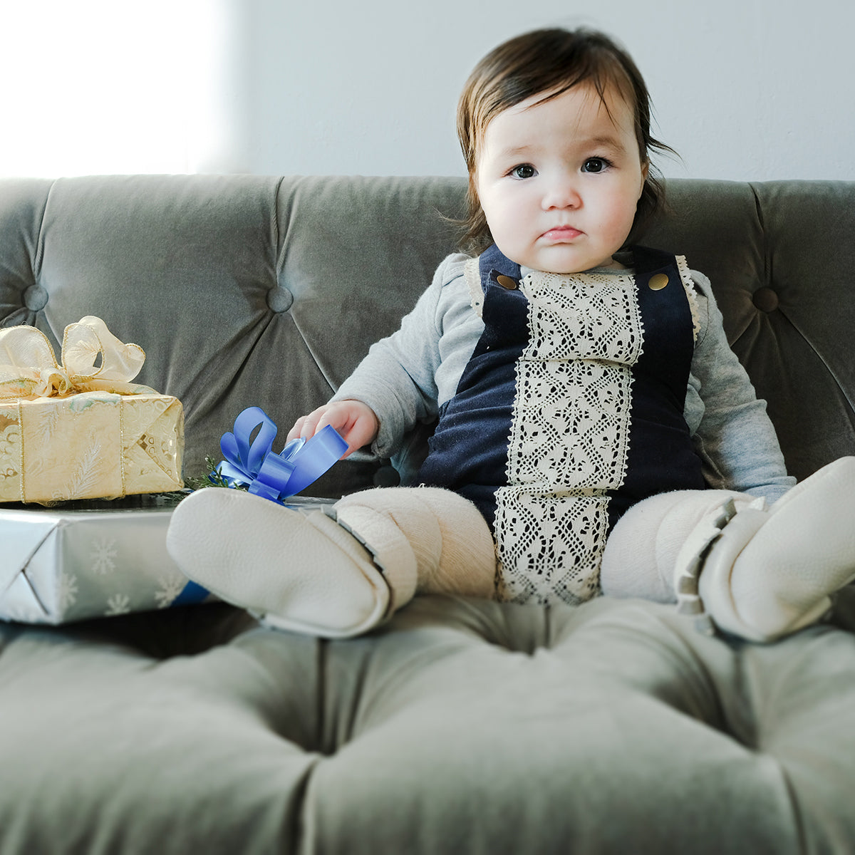 SAMPLE | BLUE CORDUROY HOLIDAY ROMPER