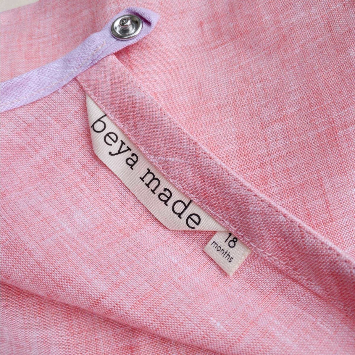 Closeup photo of back opening and Beya Made logo label