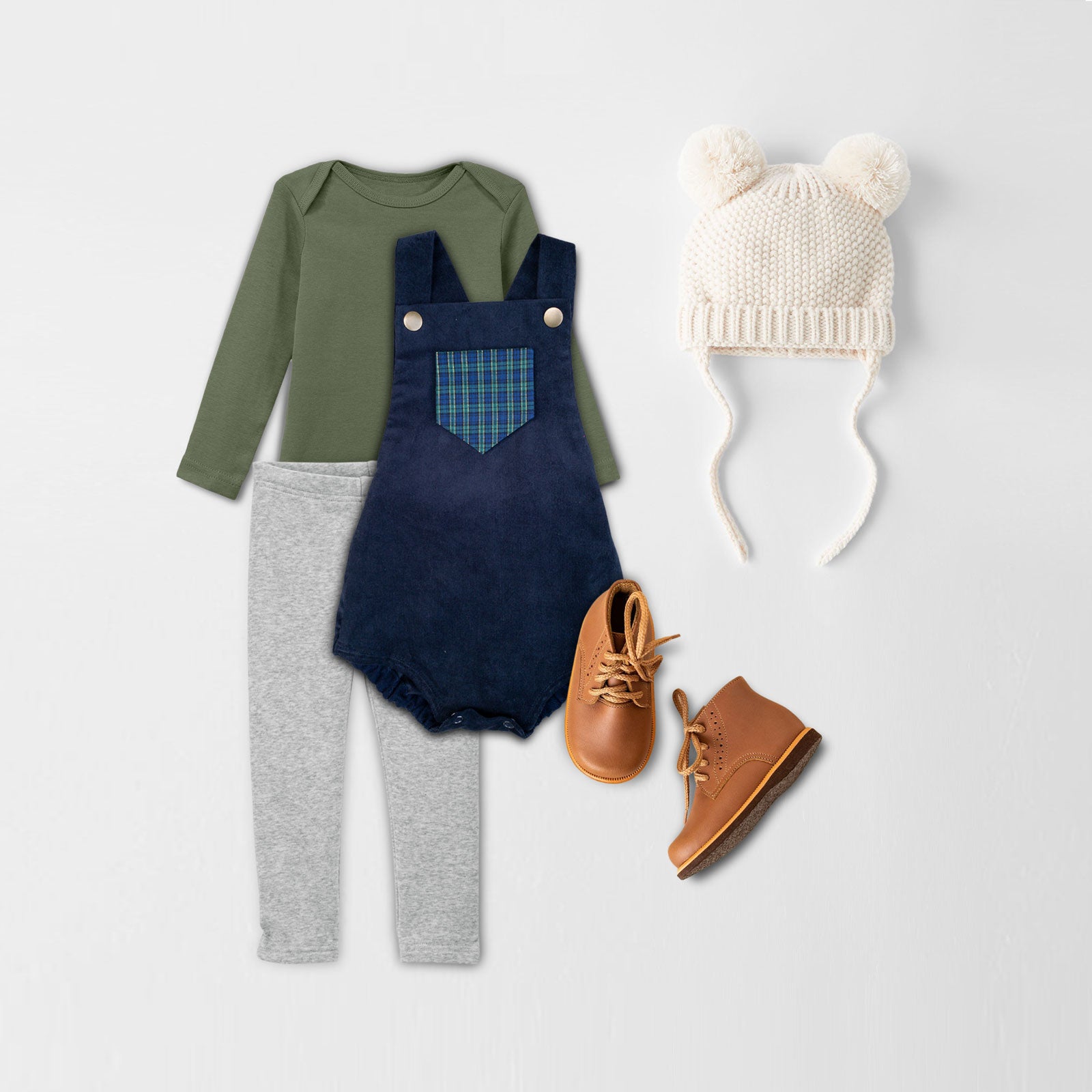 18m BLUE PLAID CORDUROY HOLIDAY ROMPER SAMPLE