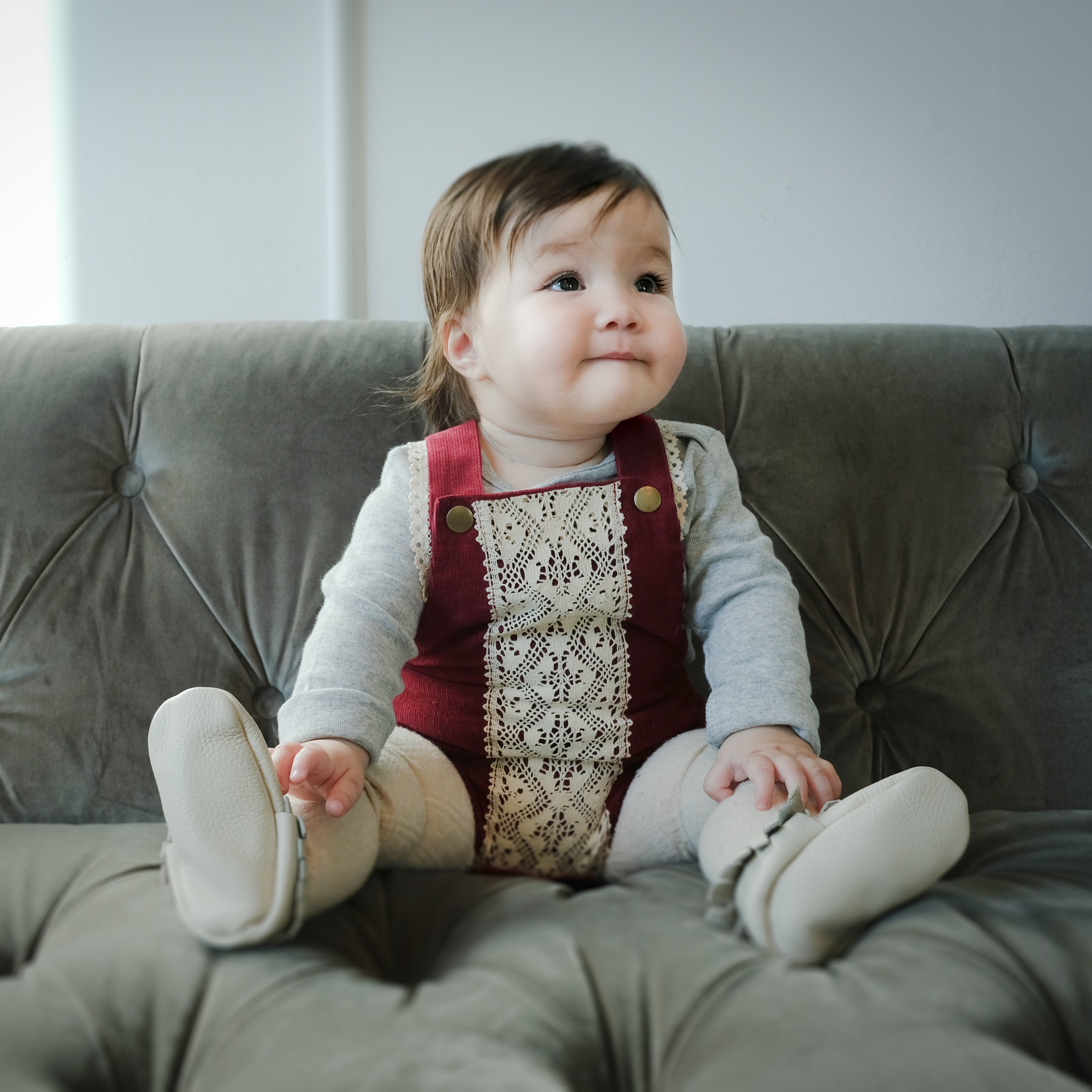 SAMPLE | RED CORDUROY HOLIDAY ROMPER