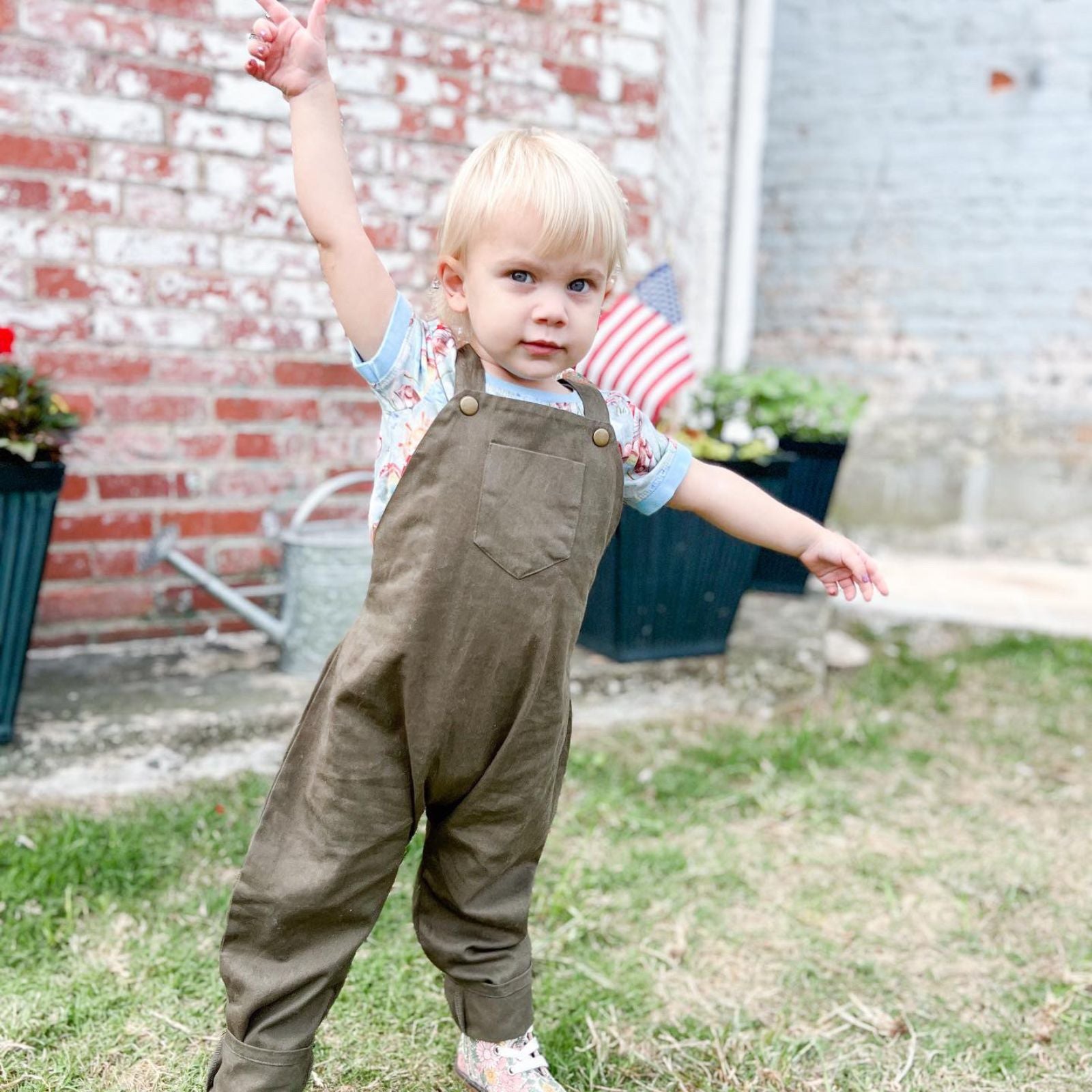 Organic River Rock Twill Overalls