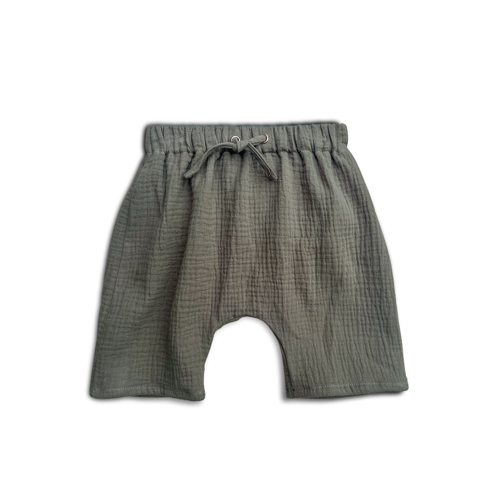 12M Oakmoss Green Muslin Shorts