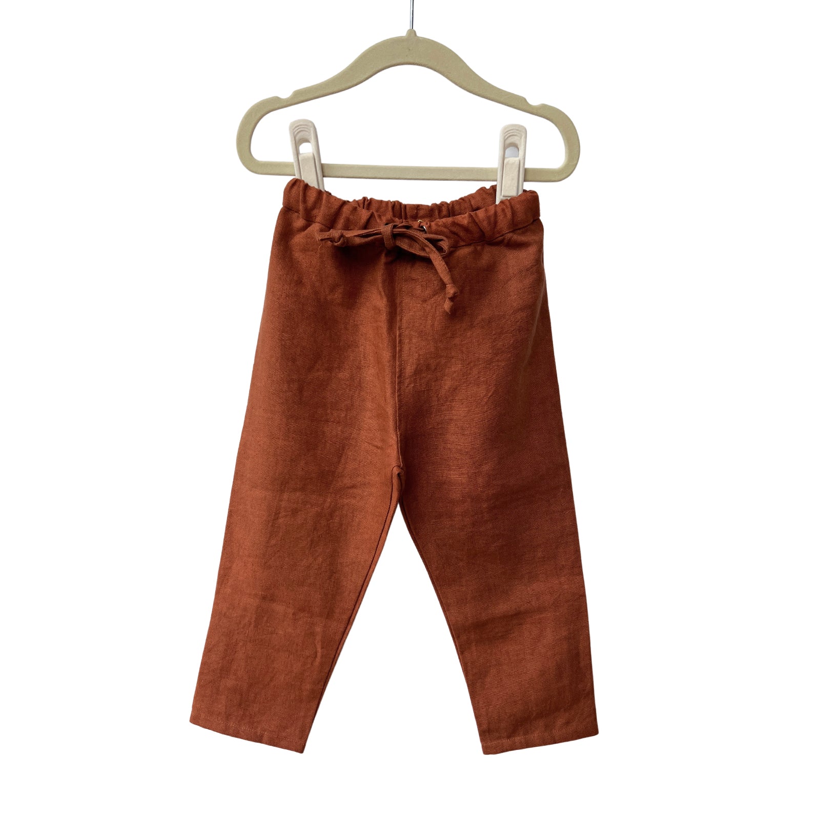 2T OOAK Rust Heavyweight Linen Pants SAMPLE
