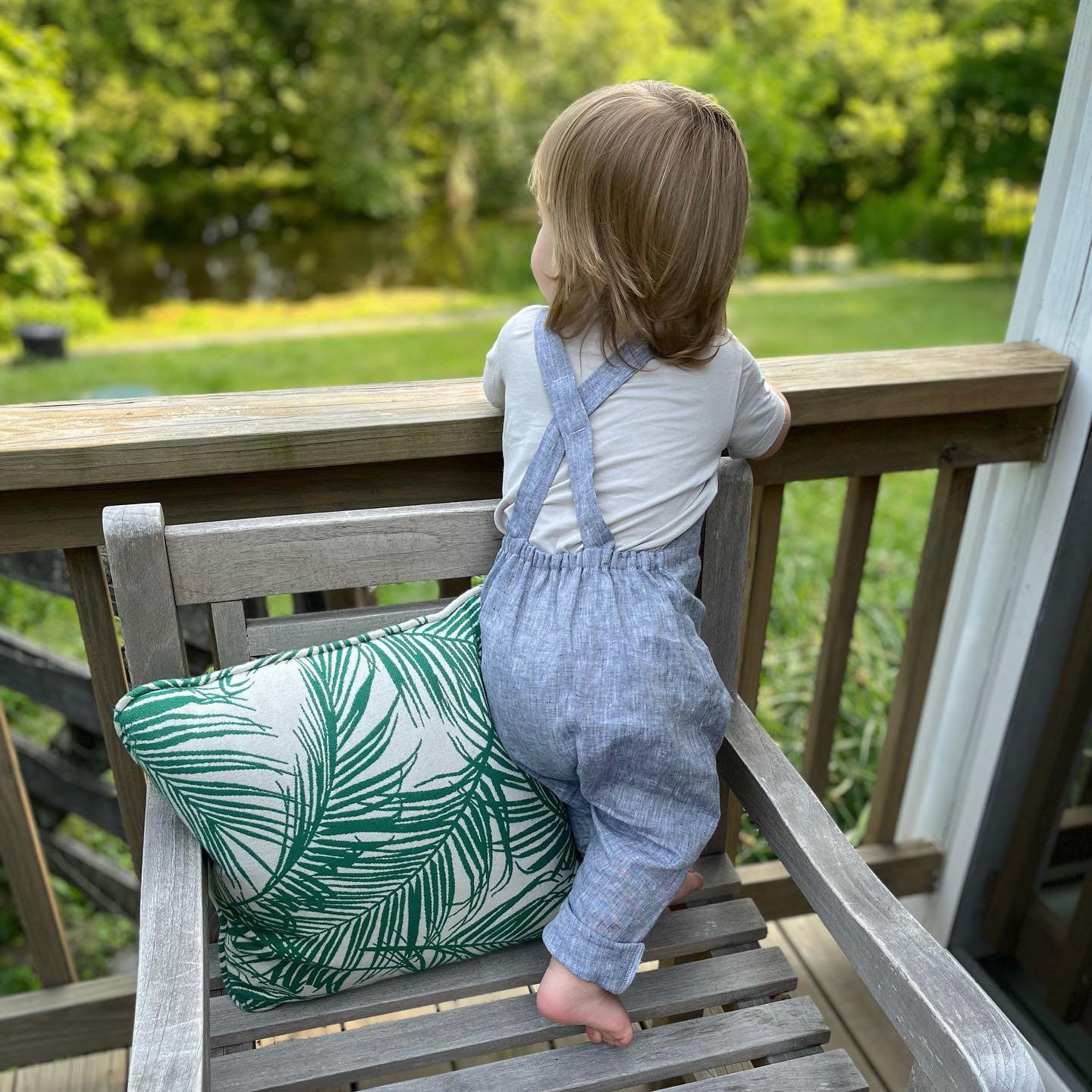 Heron Blue Linen Overalls