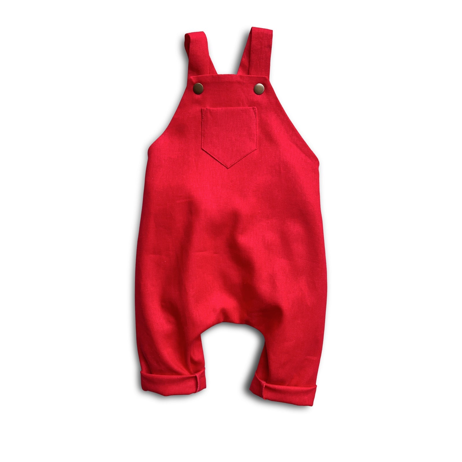 2T SECONDS Real Red Linen Overalls