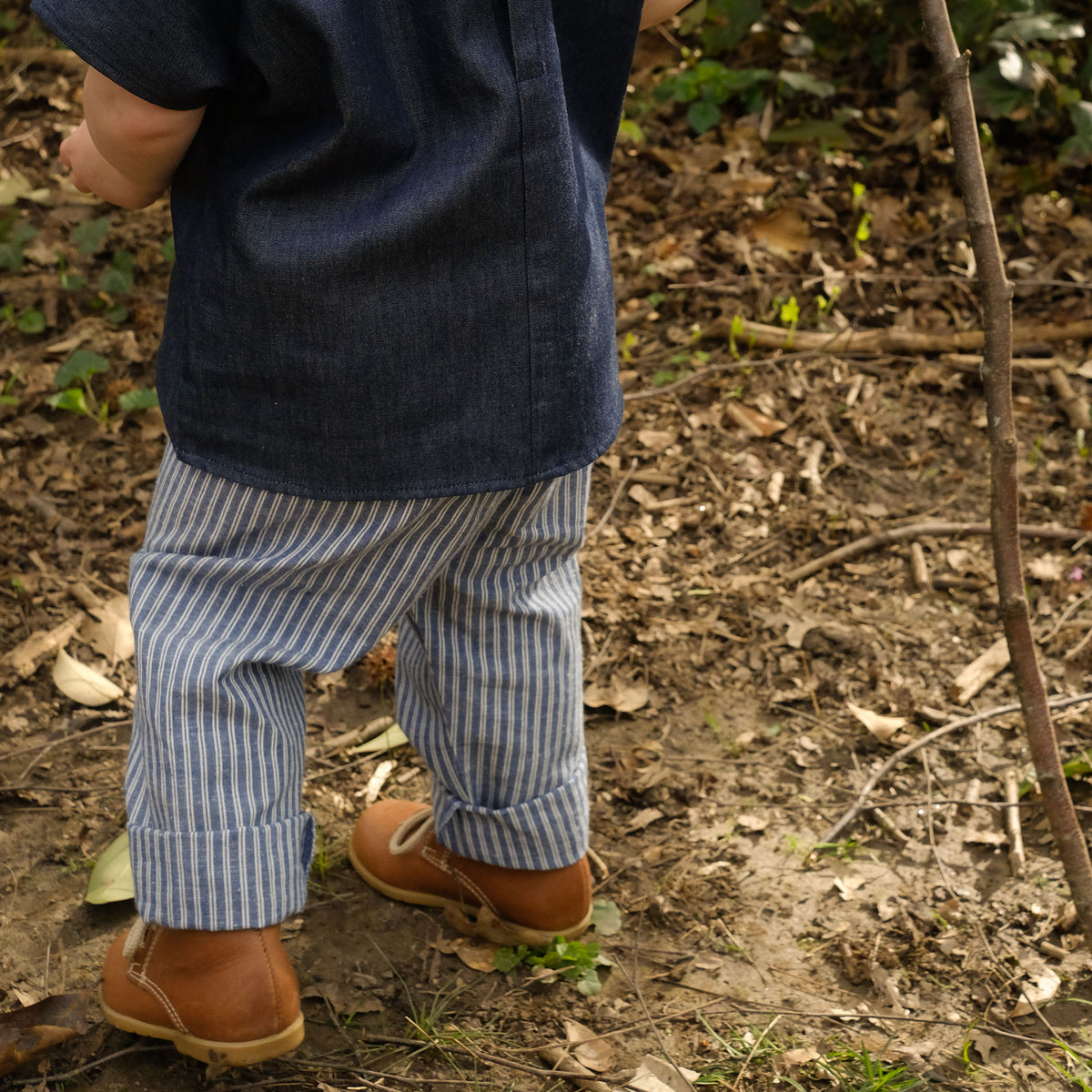 Classic Blue Engineer Stripe Baby Toddler Grow Pants