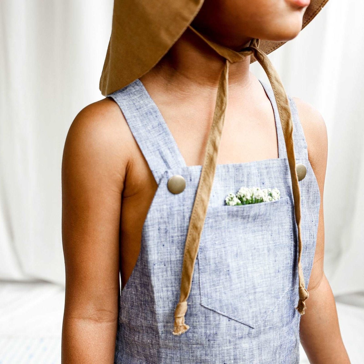 Heron Blue Linen Romper - Beya MadeROMPER