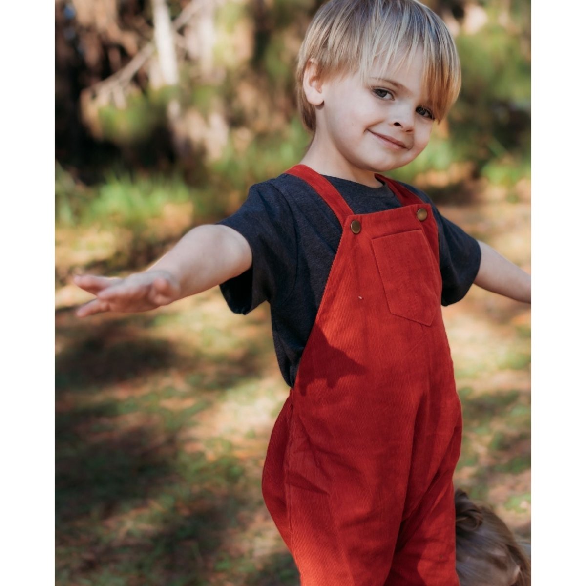 Merry Red Organic Corduroy Overalls - Beya MadeROMPER