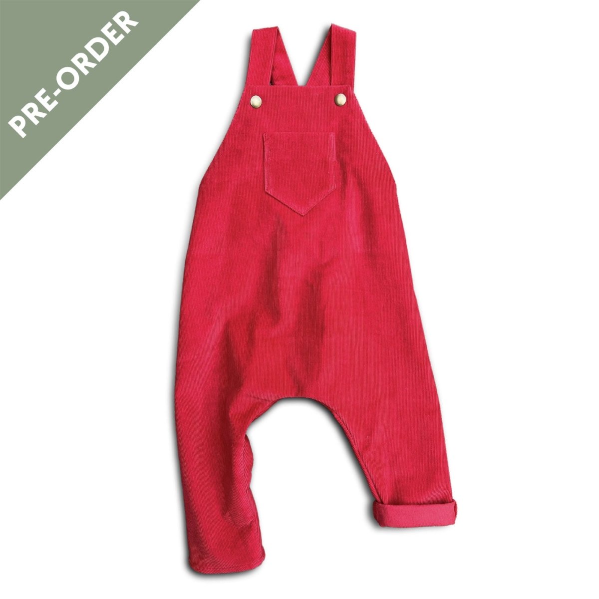 Merry Red Organic Corduroy Overalls - Beya MadeROMPER