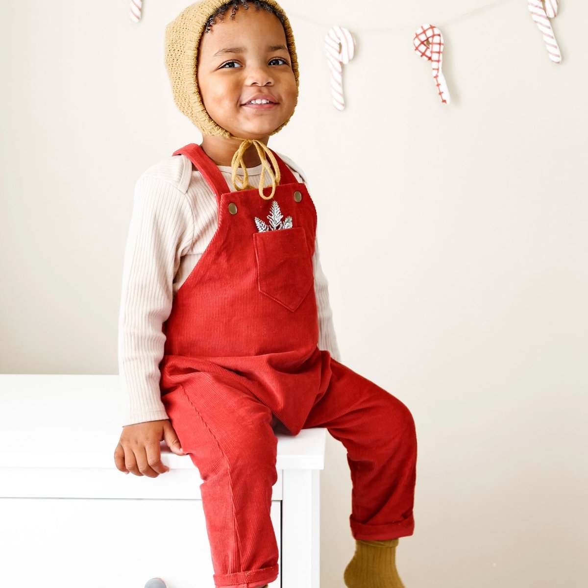 Merry Red Organic Corduroy Overalls - Beya MadeROMPER