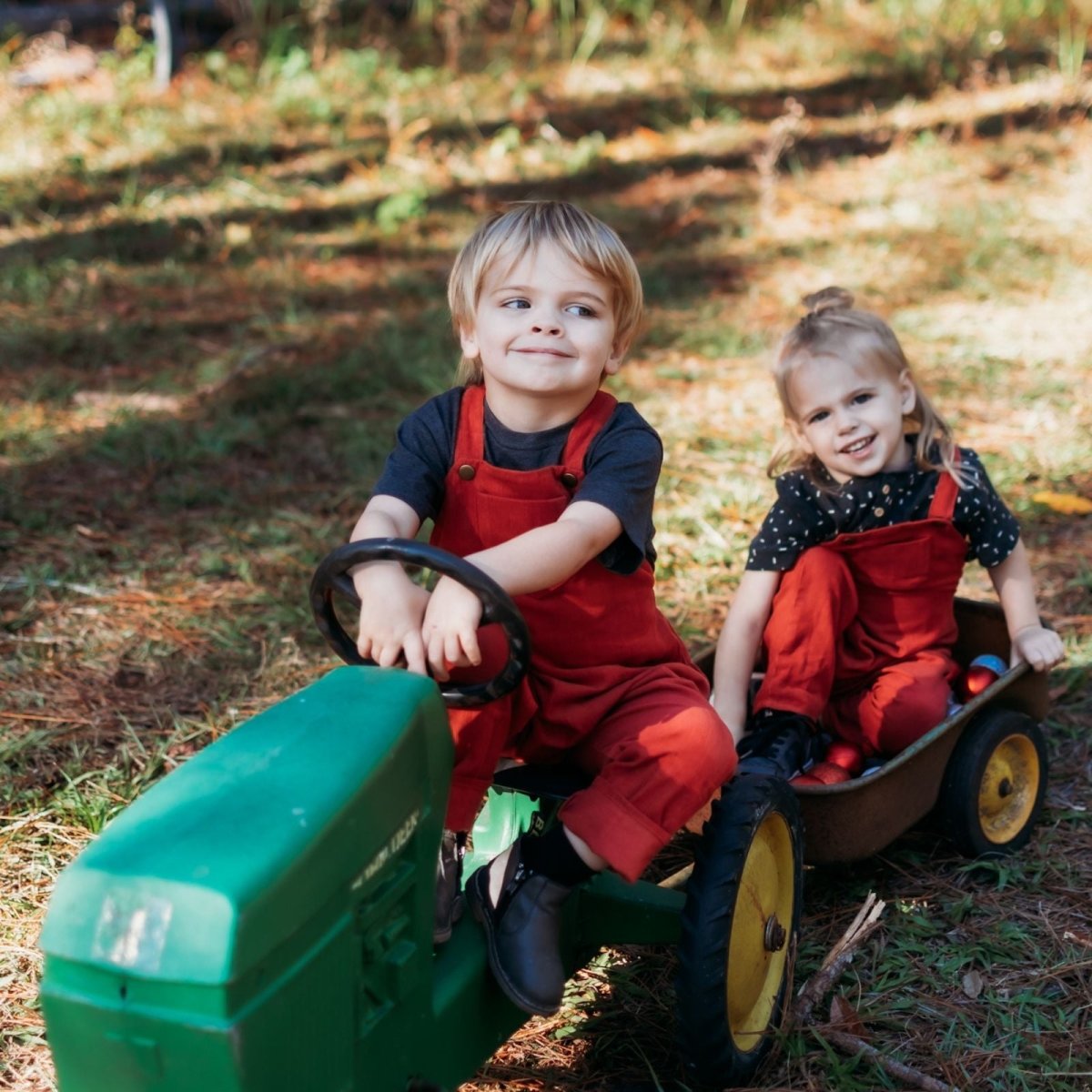 Merry Red Organic Corduroy Overalls - Beya MadeROMPER