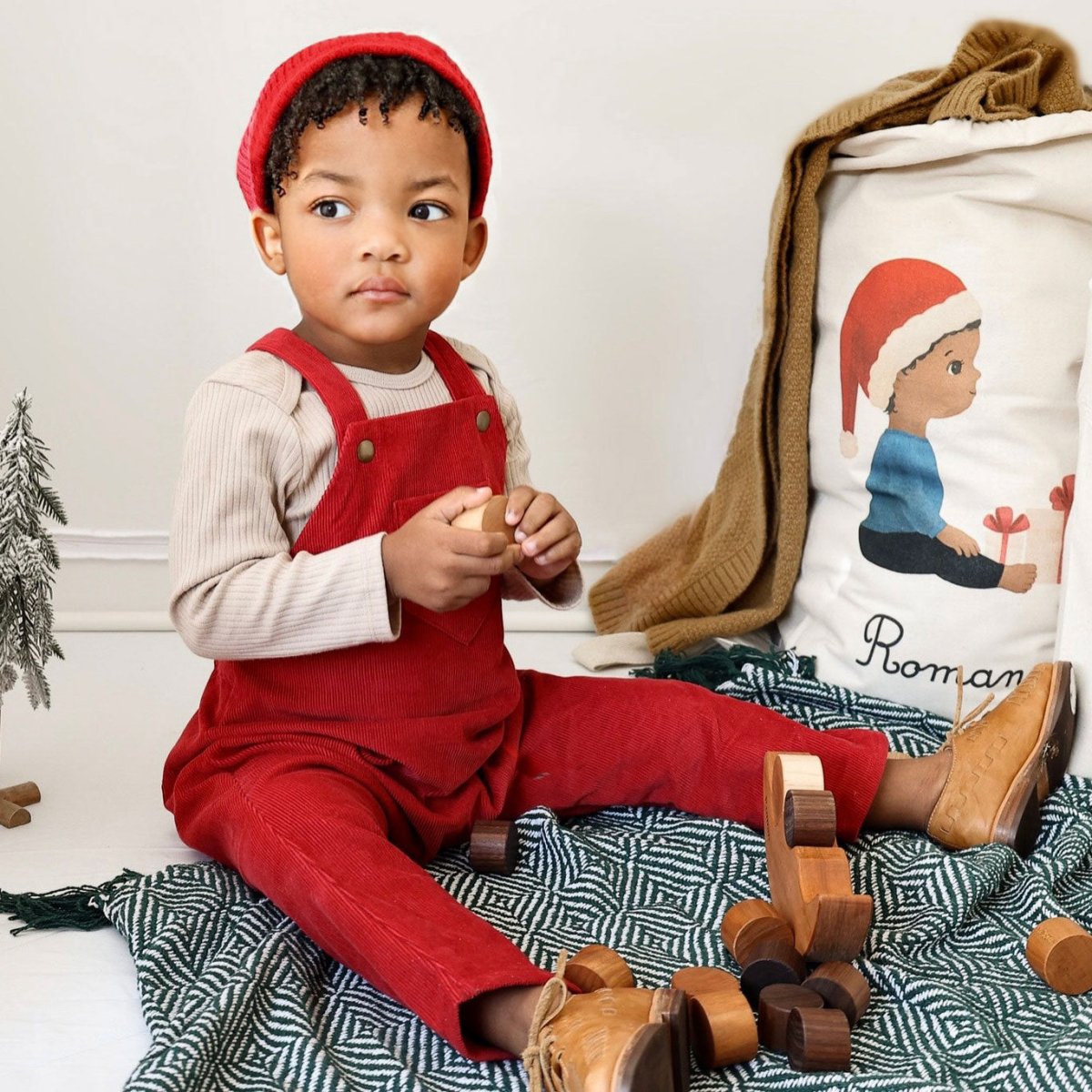 Merry Red Organic Corduroy Overalls - Beya MadeROMPER