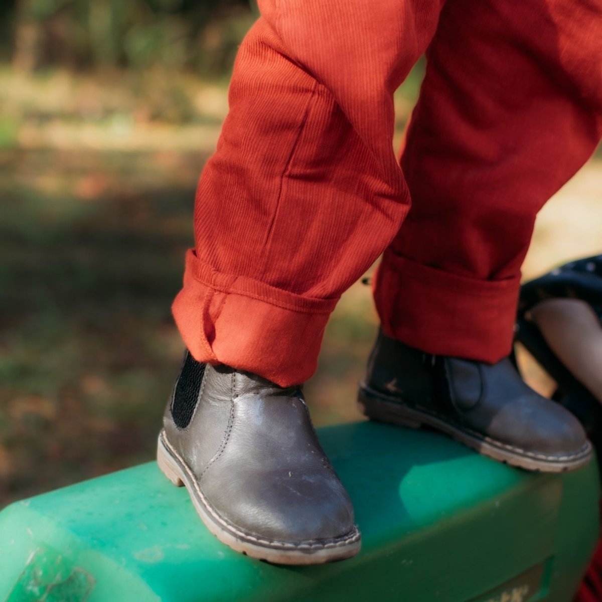 Merry Red Organic Corduroy Overalls - Beya MadeROMPER