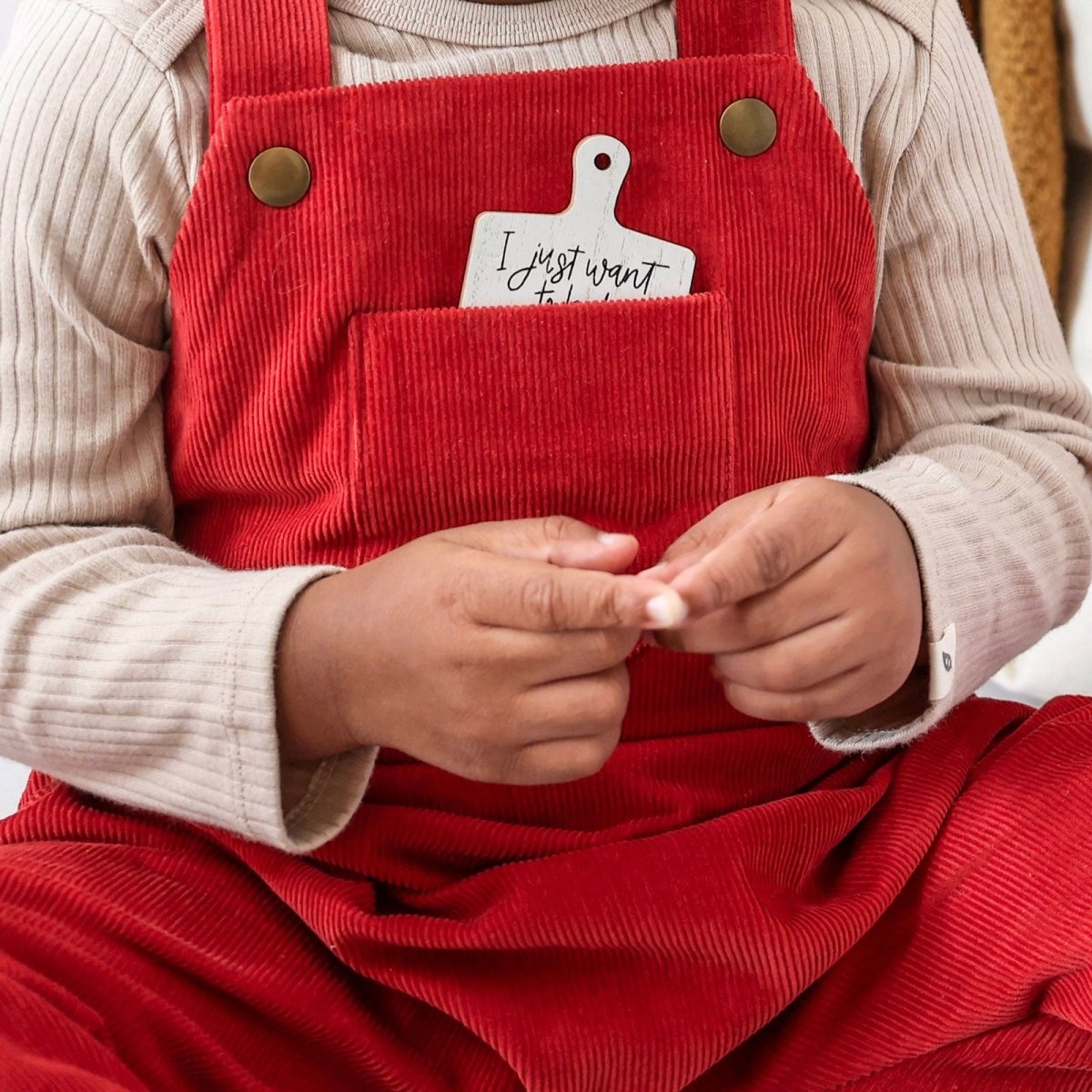 Merry Red Organic Corduroy Overalls - Beya MadeROMPER