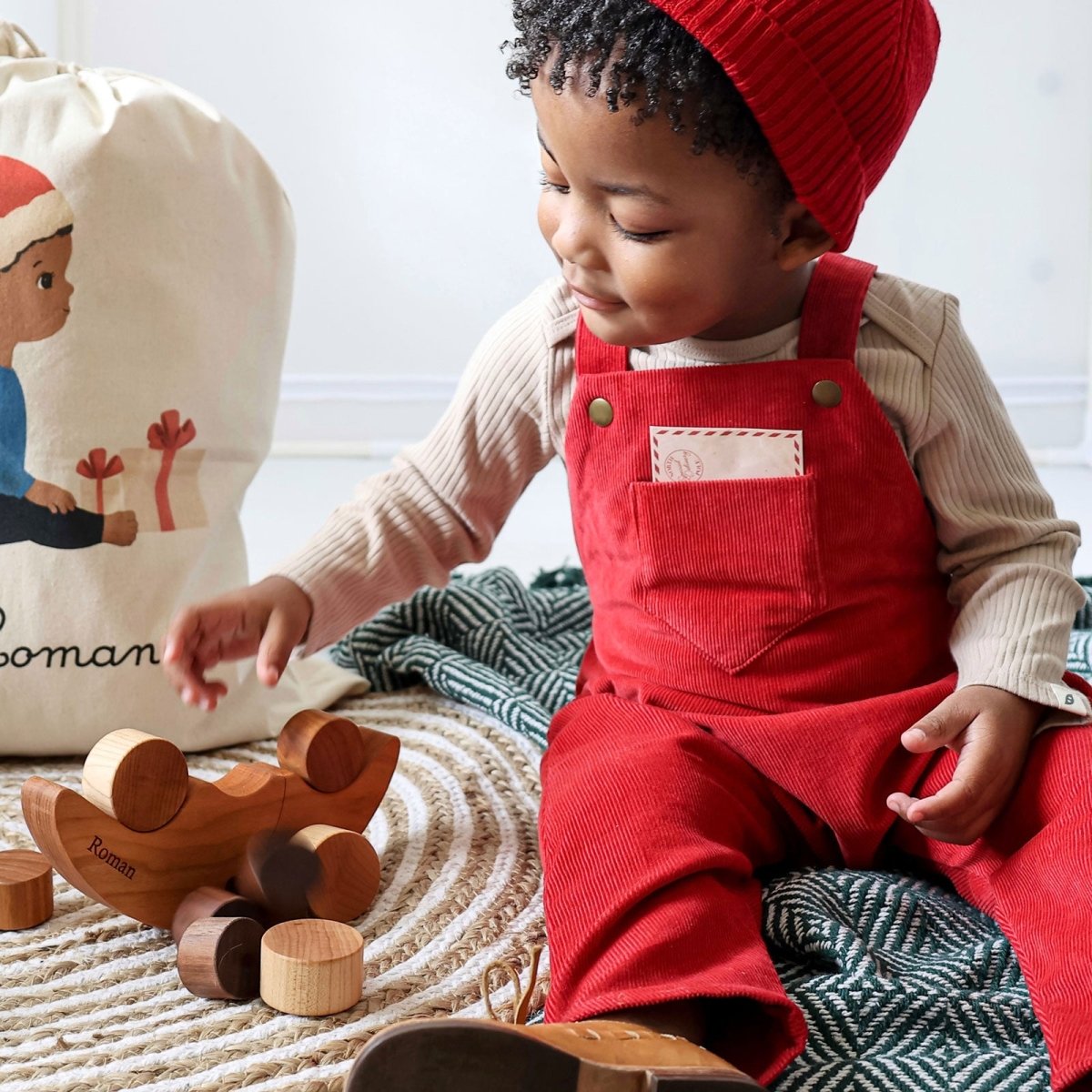 Merry Red Organic Corduroy Overalls - Beya MadeROMPER