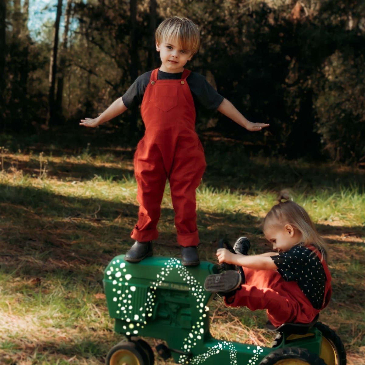 Merry Red Organic Corduroy Overalls - Beya MadeROMPER