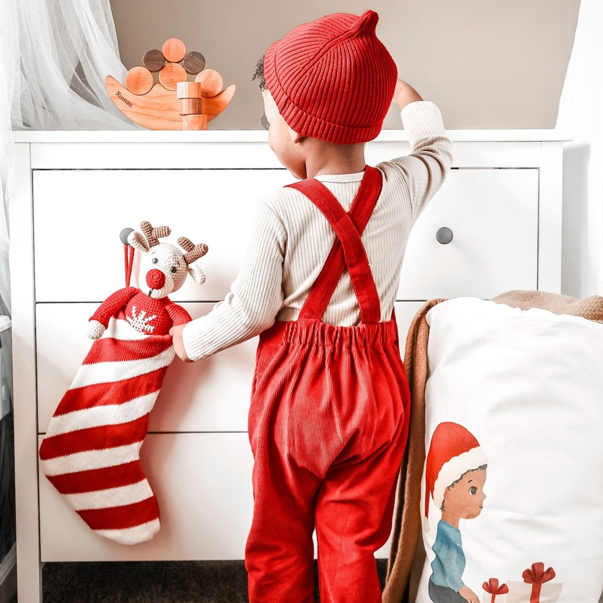 Merry Red Organic Corduroy Overalls - Beya MadeROMPER