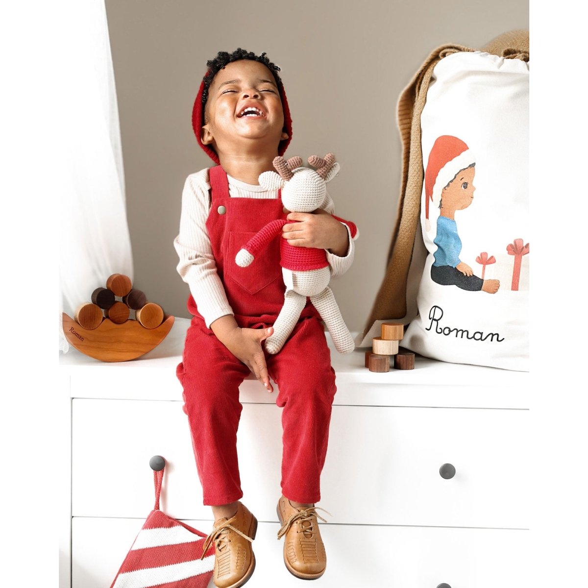 Merry Red Organic Corduroy Overalls - Beya MadeROMPER