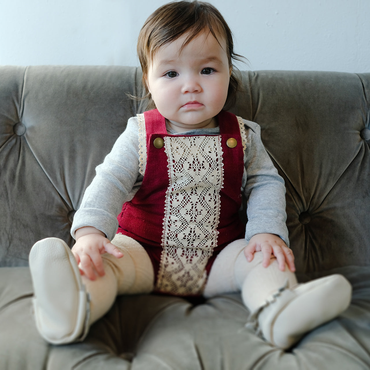 SAMPLE | RED CORDUROY HOLIDAY ROMPER