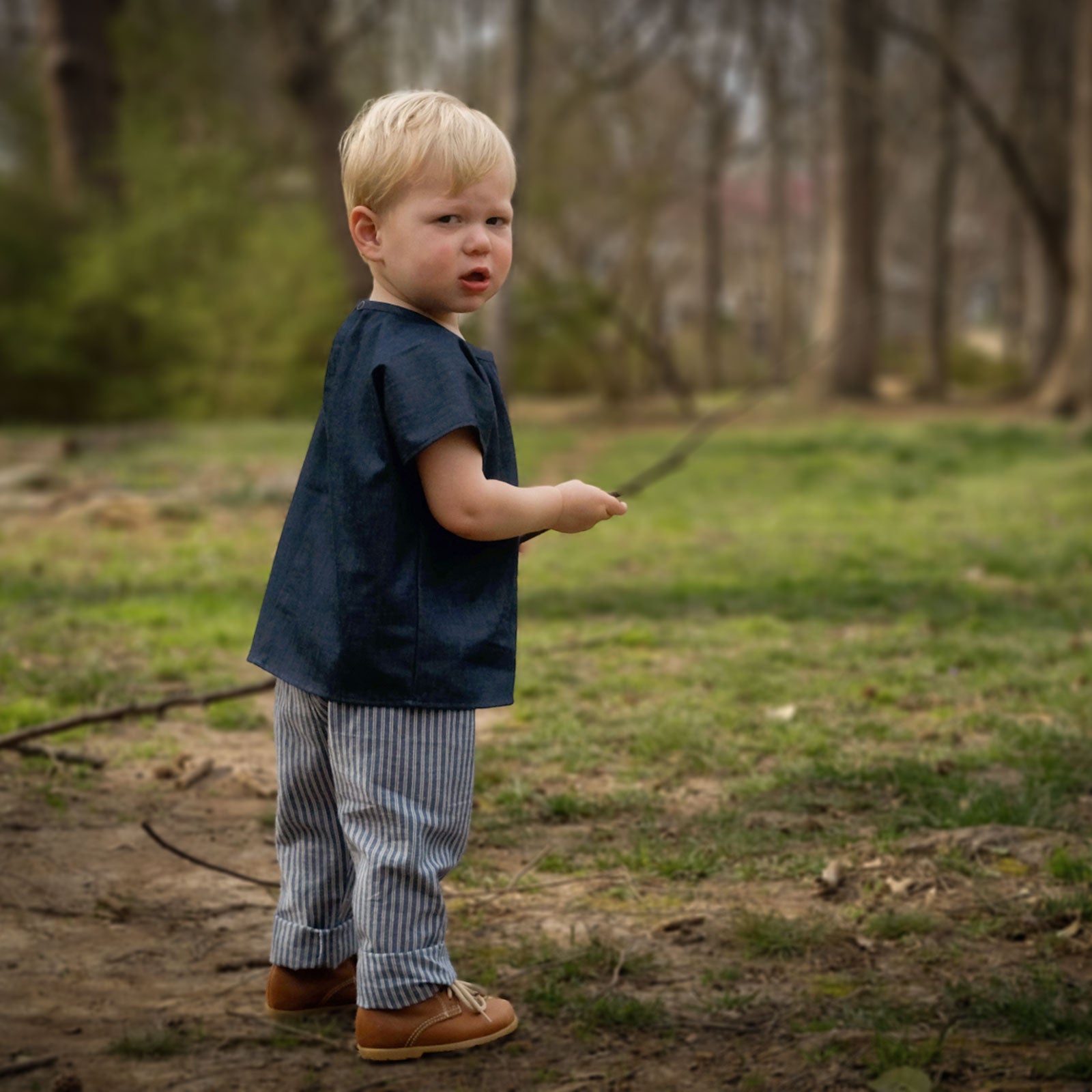 Blue Engineer Stripe Pants